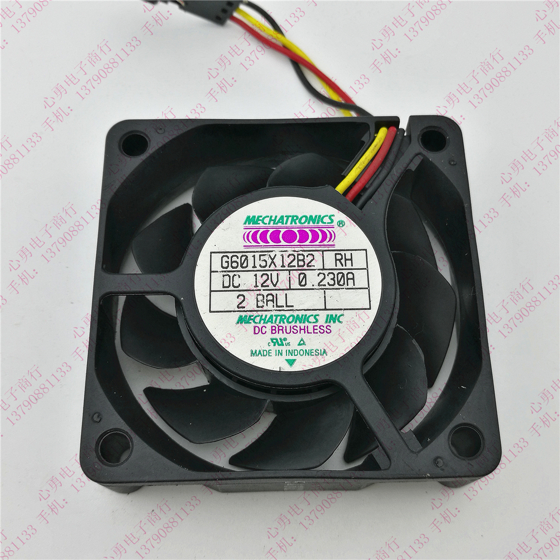 正品MECHATRONICS G6015X12B2 RH 12V 0.23A 6015 3线散热风扇6CM