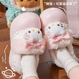 HelloKitty包跟棉拖鞋女款2025新款可爱加厚保暖毛绒棉鞋女冬外穿
