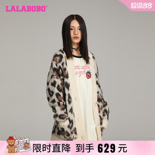 【李欣燃同款】LALABOBO秋季针织衫原创新款豹纹潮酷设计上衣