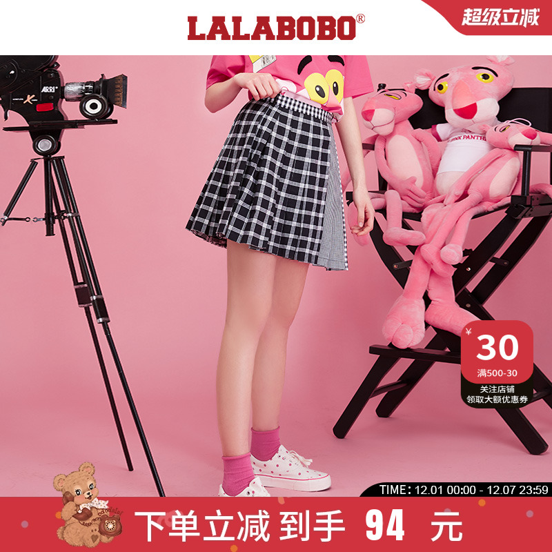 【设计师潮牌】LALABOBO春夏新粉红豹学院百褶半裙|L21B-WXZQ11 - 封面
