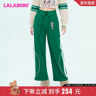 LBCC 女 WXZC11 街头猫高腰针织休闲裤 复古运动风LALABOBO早秋新品