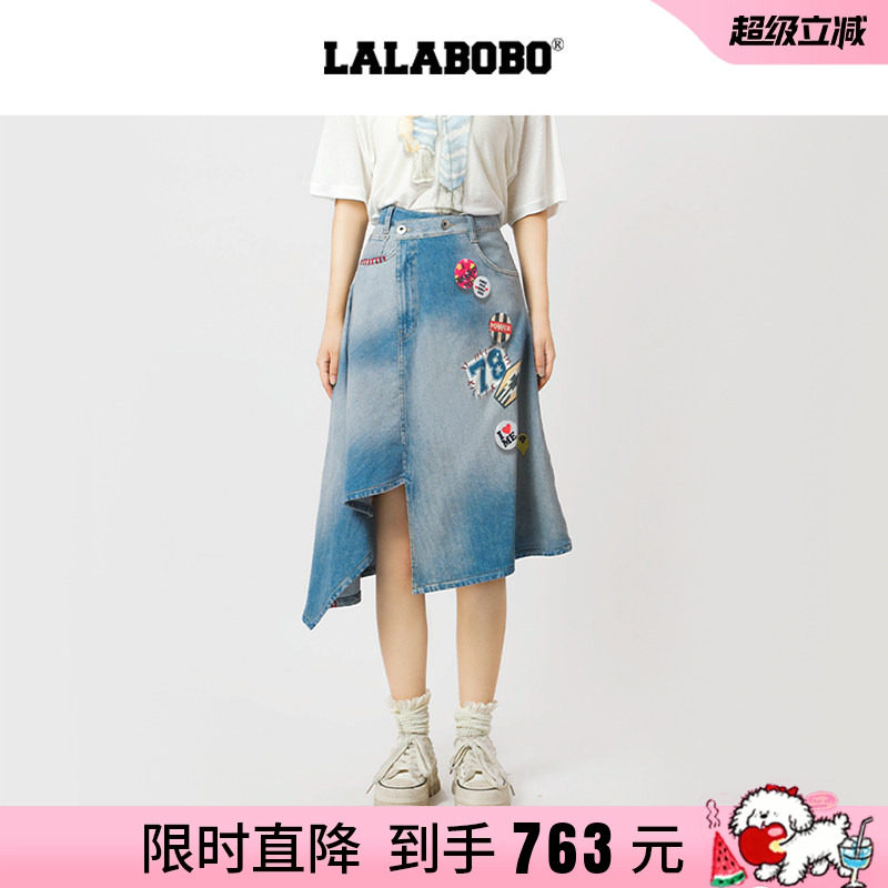 LABO膝下中腰牛仔半裙