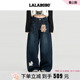 长裤 LALABOBO25年美式 小狗贴布弯刀深蓝牛仔裤 穆祉丞机场路透