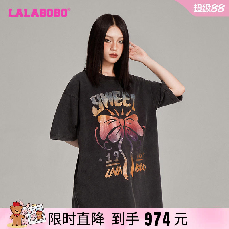 LALABOBO蝴蝶结图案连衣裙