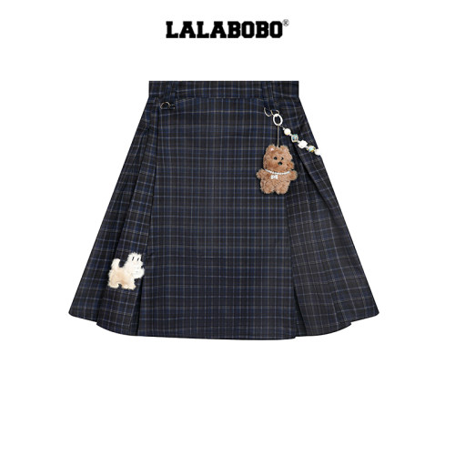 LALABOBO复古格纹半身裙