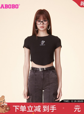 LALABOBO24早秋新款复古休闲短款半调兔合体短袖T恤女LBDB-WSDT26