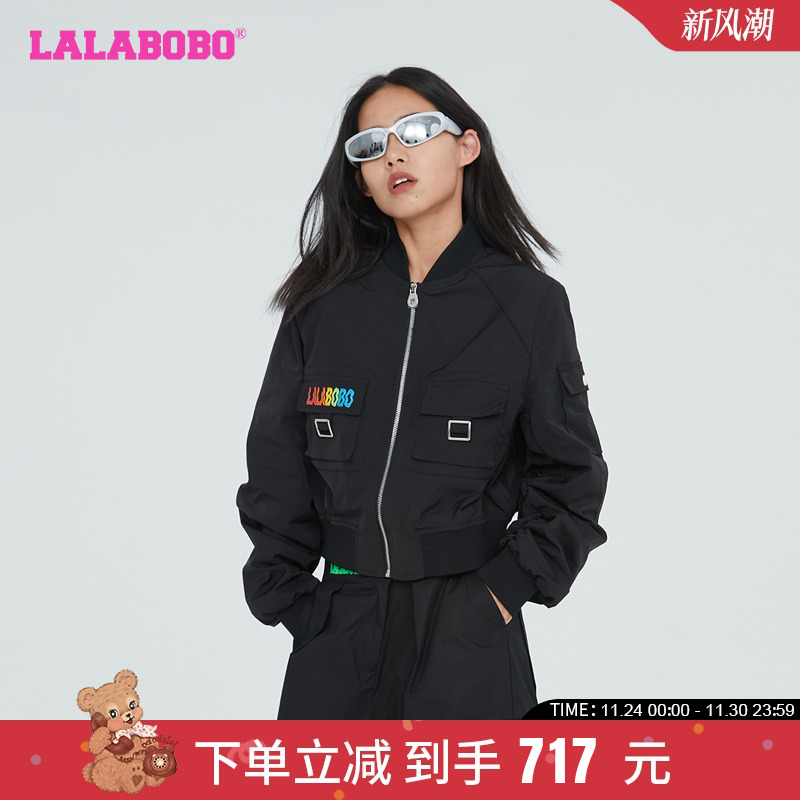 LABO潮休闲笑脸短款梭织夹克外套