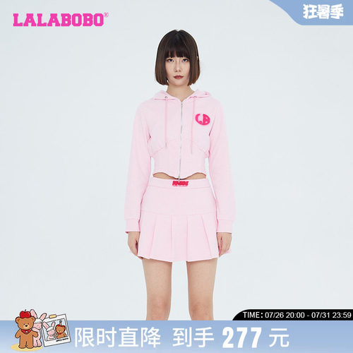 LALABOBO早秋潮流百搭可爱风针织开襟连帽卫衣外套女|LBCC-WSTS50