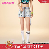 LBDB LALABOBO24早秋新款 复古休闲纯色简约大字母牛仔半裙 WXZQ15