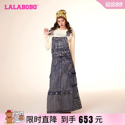 简约治愈美学牛仔背带连衣裙女