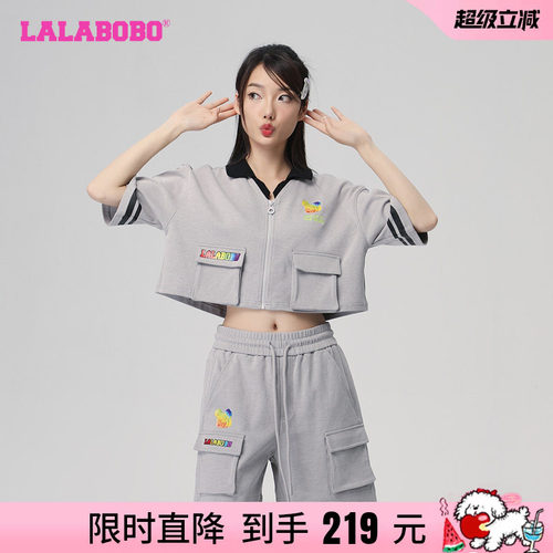 LALABOBO春季新品款可爱时尚彩虹polo短袖T恤女|LBCB-WSDT44
