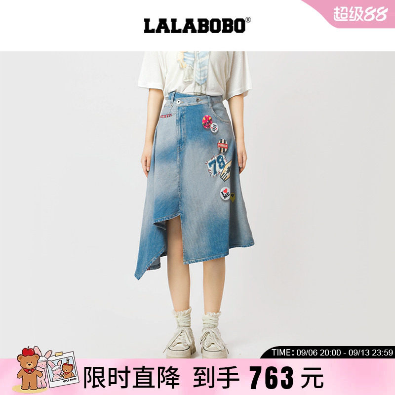 LABO膝下中腰牛仔半裙
