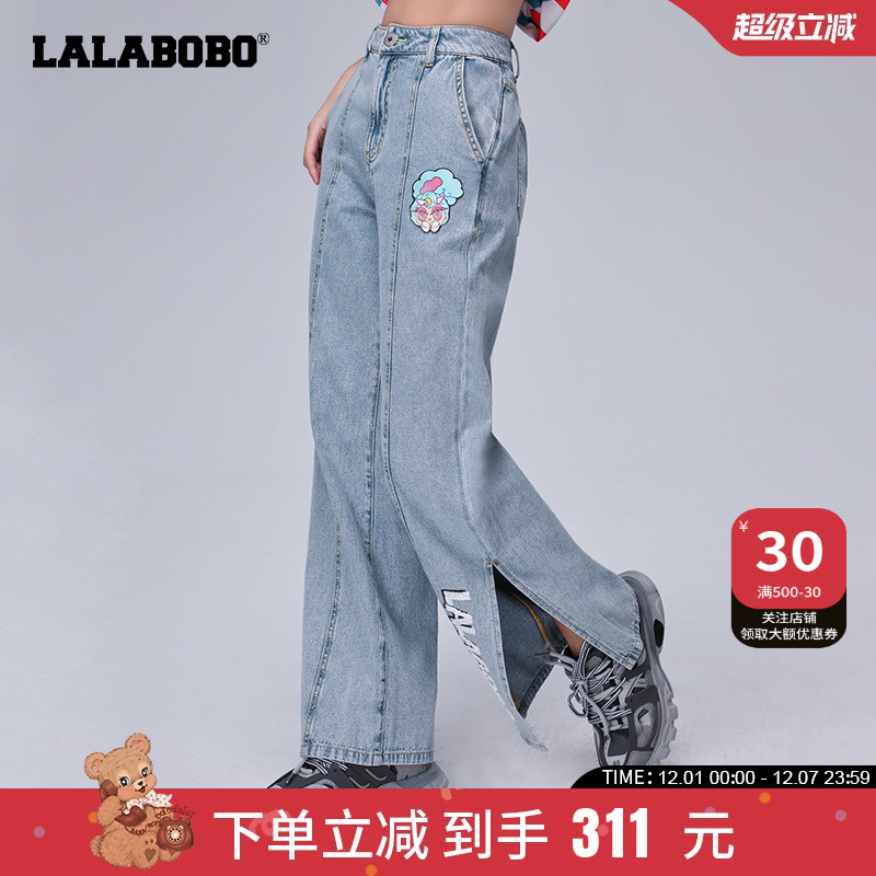 LABO纯棉直筒宽松显瘦水洗牛仔裤