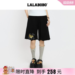 复古熊印花直筒宽松慵懒休闲短裤