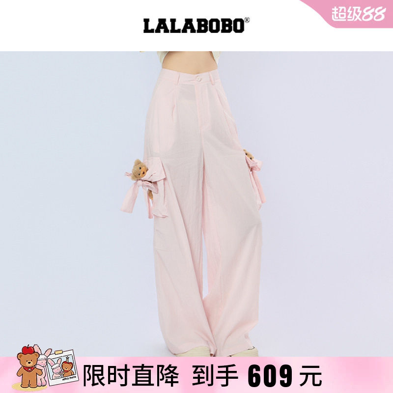 阔腿裤蝴蝶结轻薄高腰宽松休闲裤