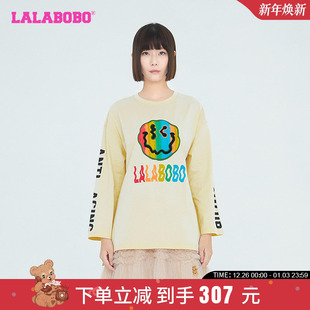 潮流百搭笑脸美式 LBCC 款 T恤女 WSDT23 字母长袖 LALABOBO早秋新品
