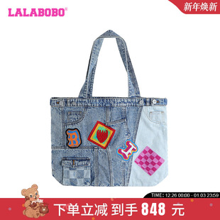 LALABOBO24年早秋单肩包女新款 WQXL11 流行高级超好看牛仔包LBDC