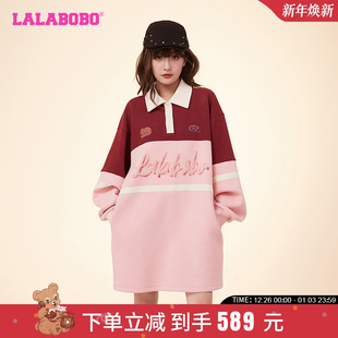 WLZY11 CBDA 多巴胺LALABOBO24春季 新复古休闲字母涂鸦针织连衣裙