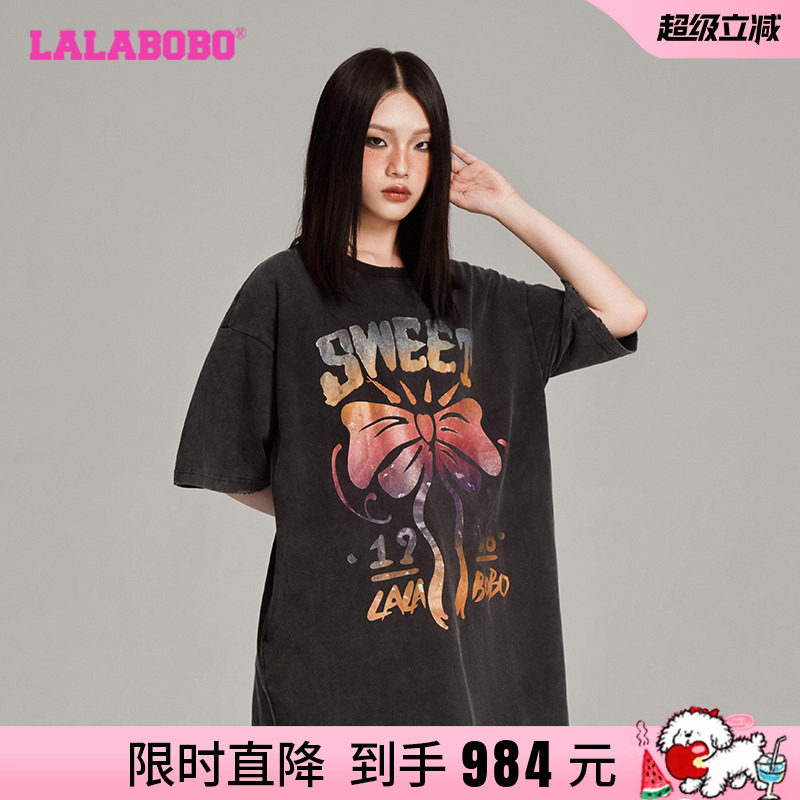 LALABOBO蝴蝶结图案连衣裙
