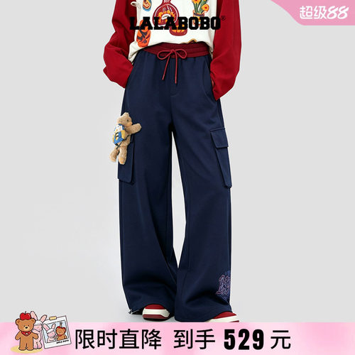 卫裤美式复古印花宽松直筒休闲裤
