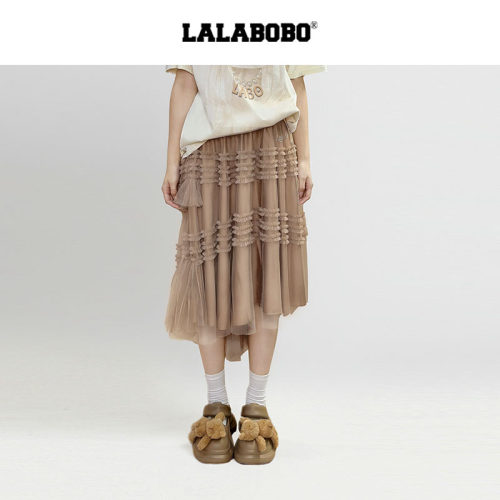 LALABOBO复古网纱半裙