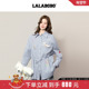 LALABOBO25年秋新长袖 陆虎同款 外套可爱宽松玩偶印花条纹衬衫