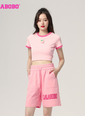 LALABOBO春夏新品潮流百搭款高腰A型针织三分短裤女|LBCB-WXZD41