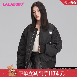 短外套女原创新款 LALABOBO24年秋季 潮牌印花夹克上衣 商场同款