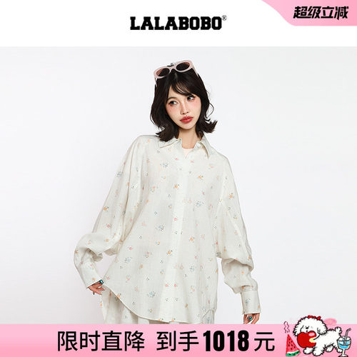 薄外套碎花复古小熊印花宽松衬衫