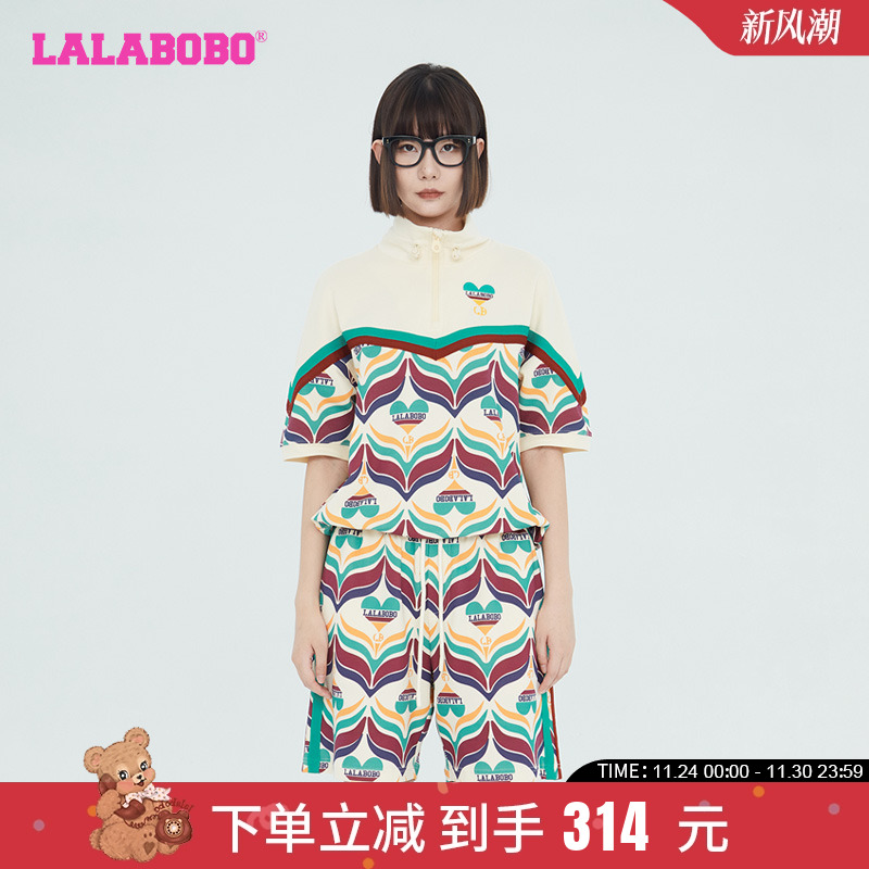 LALABOBO早秋新品美式街头四叶草老花针织套头卫衣女|LBCC-WSTS12