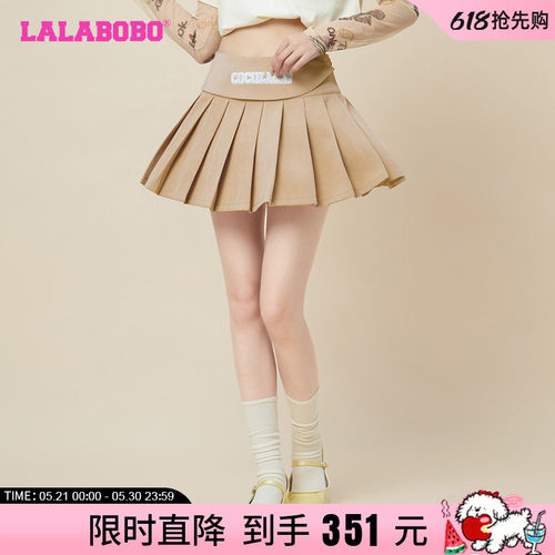 LALABOBO2024春夏新款学院风显瘦字母a字裙百褶半裙CBCB-WXZQ20
