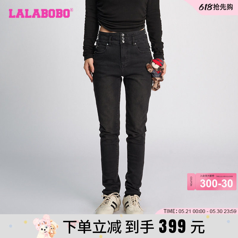 【商场同款】LALABOBO24年冬季牛仔裤女原创新款潮牌百搭铅笔裤子