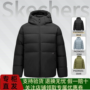 Skechers斯凯奇25新款秋冬季防泼水梭织裥棉连帽男士外套P425M201