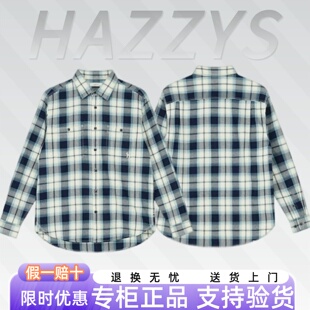 Hazzys哈吉斯2026年春秋季格子长袖衬衫男士休闲衬衣 ASCZK1DAK02