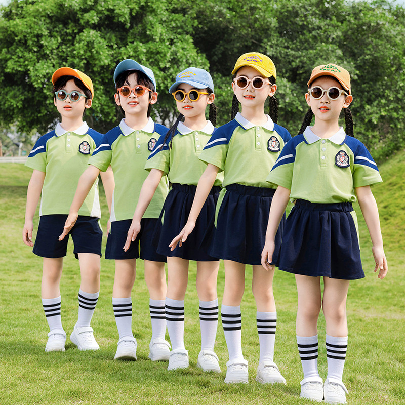 小学生校服夏季纯棉短袖运动套装幼儿园毕业照班服六一儿童演出服