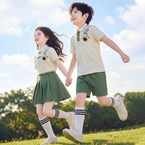 中国风夏季纯棉小学生运动会班服