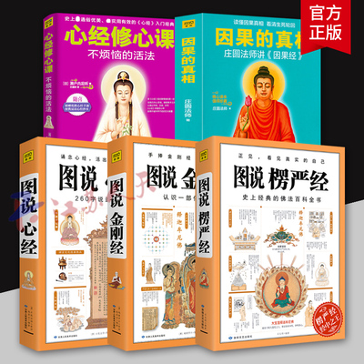 因果的真相＋图说楞严经+图说金刚经+心经等册大字版 手捧金刚经能断一切苦 金刚经原文白话详解 般若波罗蜜经 佛经学书籍正版