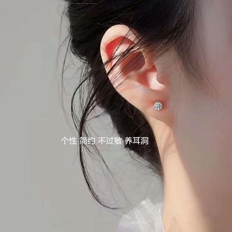 银耳钉999纯银防过敏简约耳环