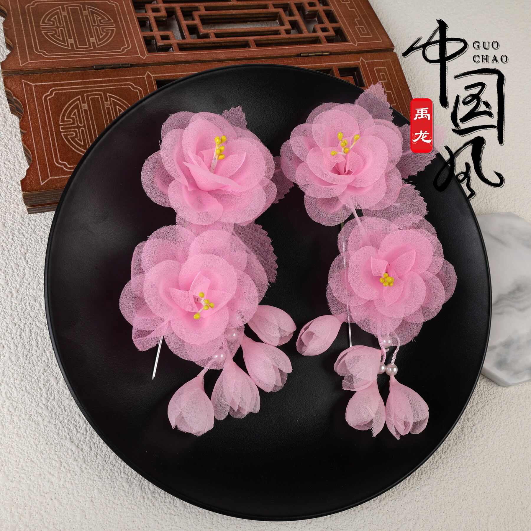 京越剧青衣花旦双朵耳边花头饰