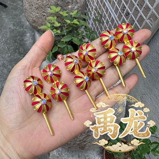 越剧新款贵妃旦角化妆头饰戏曲头面点翠双鼓泡子仿点绸