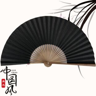 戏曲练功黑色白色功夫扇子小生花旦折扇古风舞蹈舞台表演双面纸扇