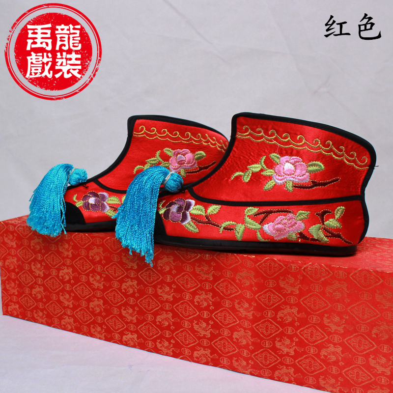 高档缎面绣花薄底鞋子