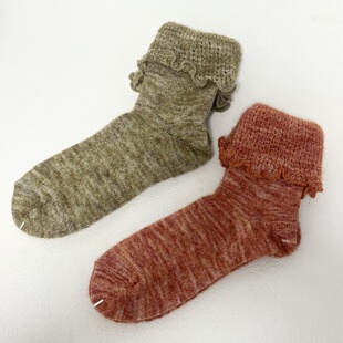 冬日暖阳｜店主推荐 羊毛混纺马海毛木耳花边女袜质感柔软秋冬bi入