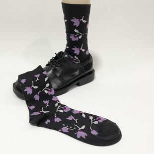 抽象紫色织花 意大利单 棉质柔软 绝美袜子 设计感 M@rni