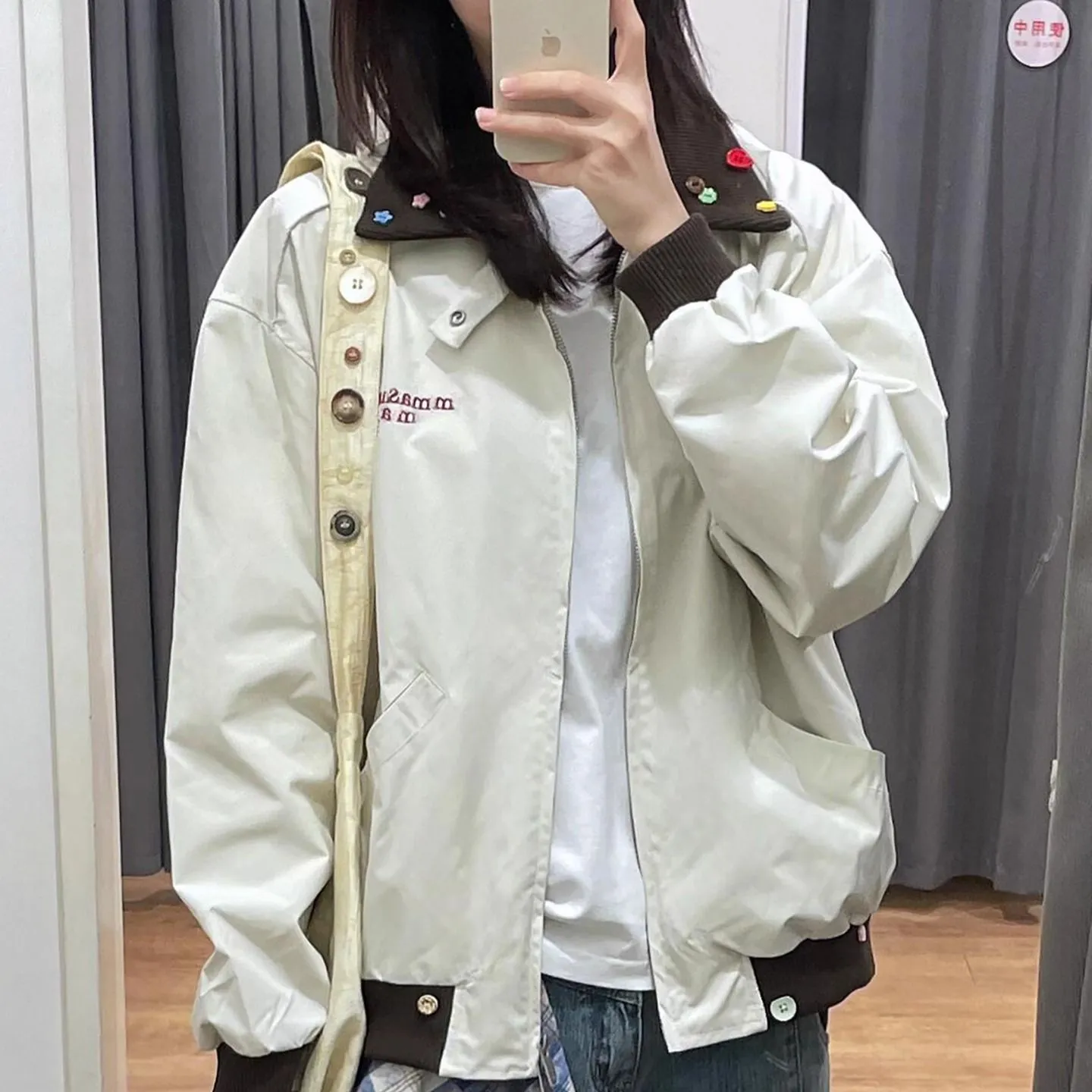 拼色翻领夹克外套女春秋2025新款美式复古宽松休闲短款男女款上衣