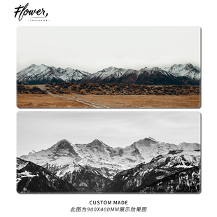 山川风景键盘垫超大雪山鼠标垫家用桌垫Snow Pad Mountain Mouse