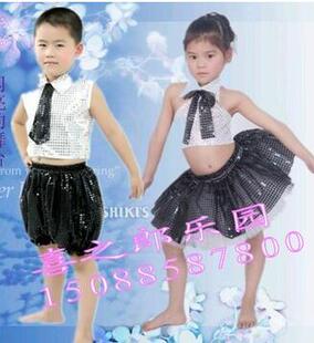 特价儿童亮皮服装少儿动感时尚服霹雳男孩女孩爵士舞现代舞演出服
