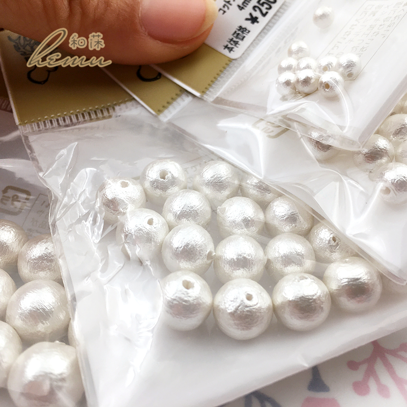日本制造贵和白色全孔棉花珍珠