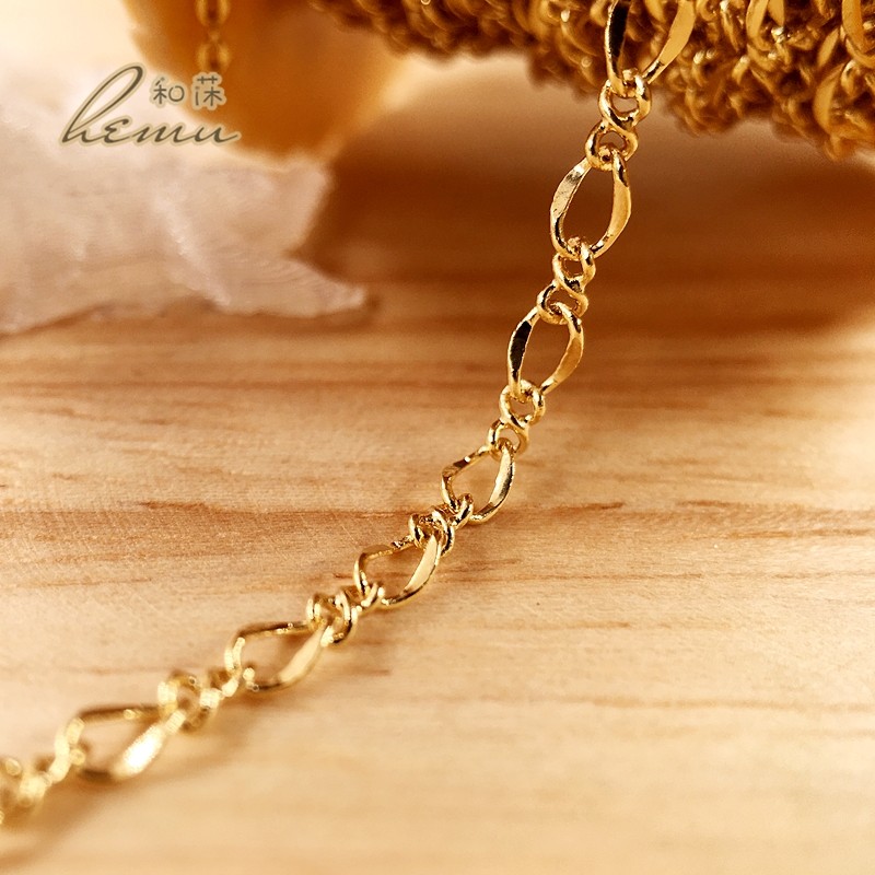 diy饰品配件 日本贵和kiwa铜镀金椭圆费加罗大小格链条粗3mm 金银,饰品/流行首饰/时尚饰品新,链条,淘宝优惠券,粉丝福利购,淘宝优惠卷