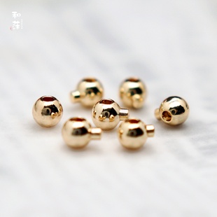 diy饰品配件 保色电镀高压锅圆球定位珠单孔夹扣手链串珠珍珠线绳